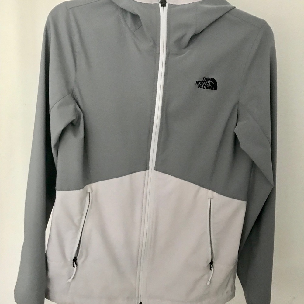 Grey & White The North Face zip-up Jacket Sz S